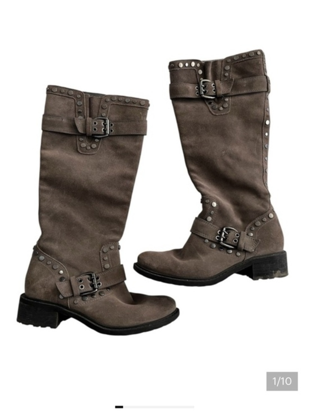 Sam Edelman grey Studded tall heeled boots